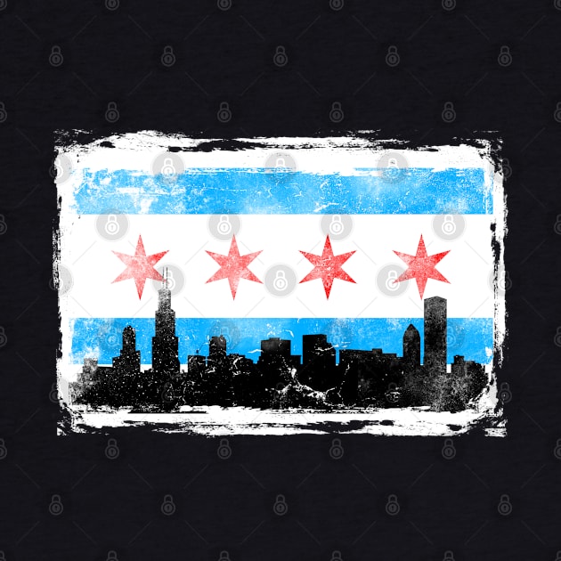 CHICAGO FLAG W/ WHITE BG - DISTRESSED by SykoticApparel